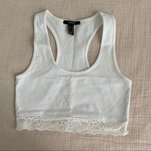 NWOT cropped tank with lace detail